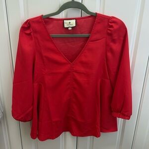 Tuckernuck Poppy Red Hollis blouse size XS
